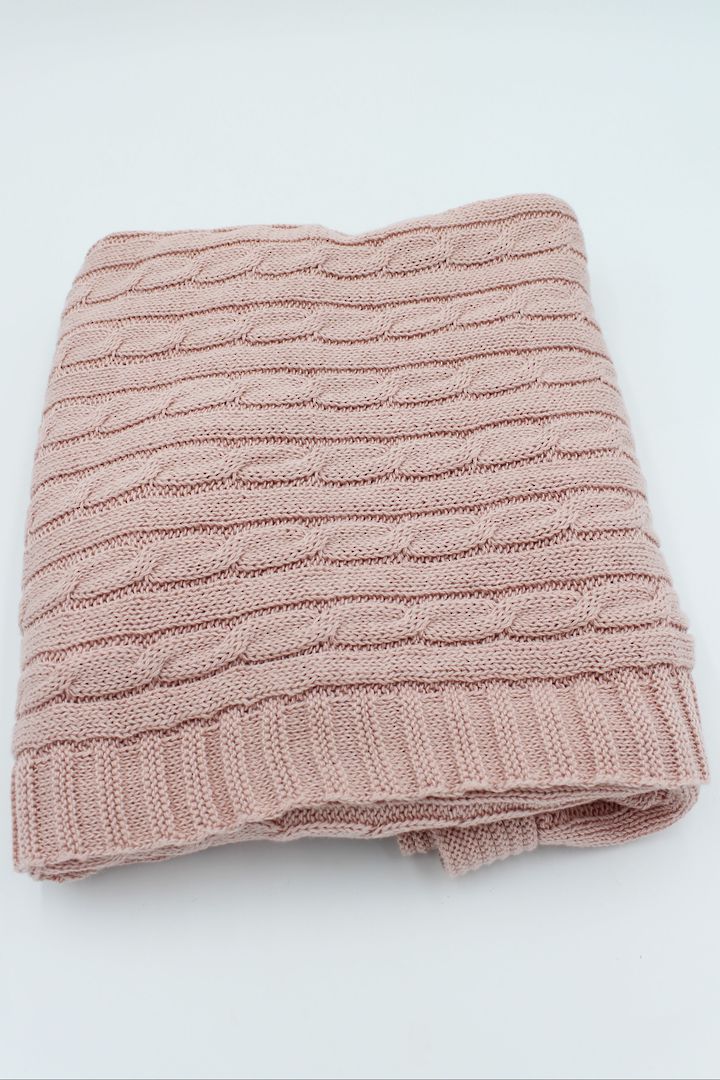 Baby Cable Blanket Pink image 1